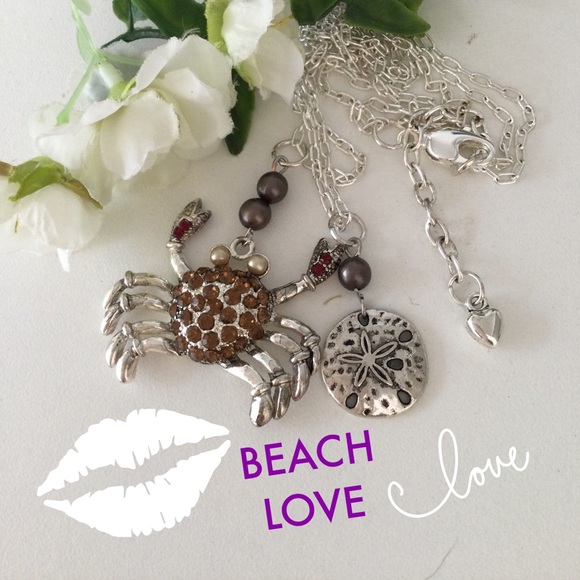 Cancer Crab Double Chain Sand Dollar Necklace - Picture 5 of 9